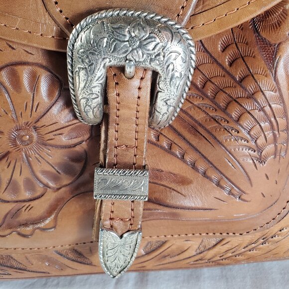 American West Tooled Leather Shoulder Bag - Picture 4 of 15